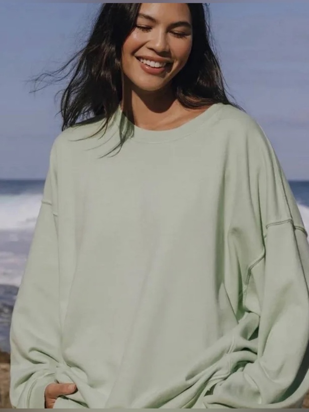 Daily Drills Oversized Crewneck Sweatshirt Sage Green XS/S Cotton